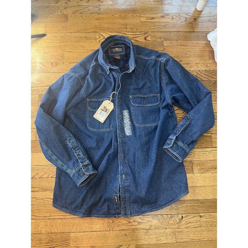 NWT Levis Strauss Jacket Mens XL Blue Denim Button Shirt Lined Pockets Polyfill